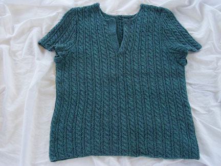 Teal silk cotton cabled sweater 1 2002.jpg